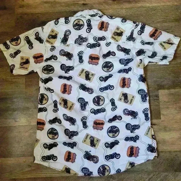Apuom Route 66 Motorcycle Short-Sleeve Buttondown Shirt Size Small - Picture 4 of 6
